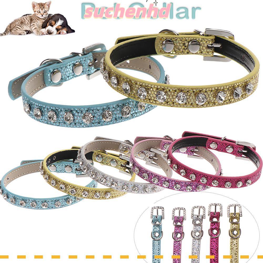 ซูเชนhd 1ชิ้นปลอกคอแมวคริสตัลเพชรส่วนบุคคลอุปกรณ์สัตว์เลี้ยงคอโซ่ความปลอดภัยวง