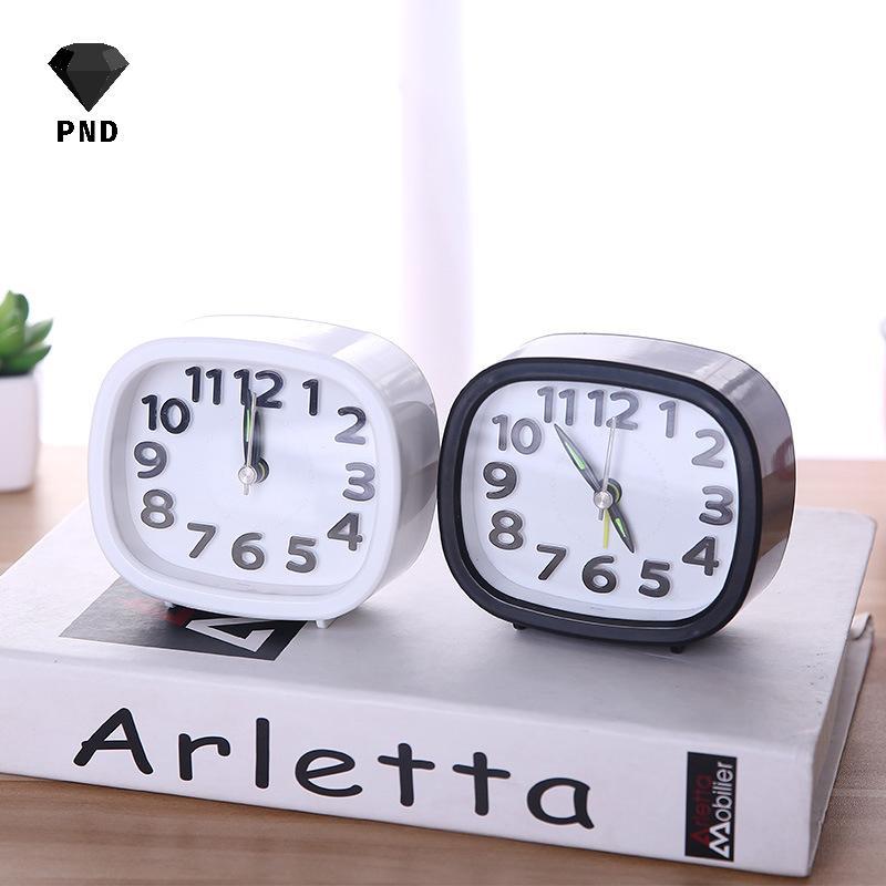 PND Square Round Alarm Clo Small Silent Table Alarm Clo Wake Up Clo แบตเตอรี่ขับเคลื่อนแบบพกพา Alarm