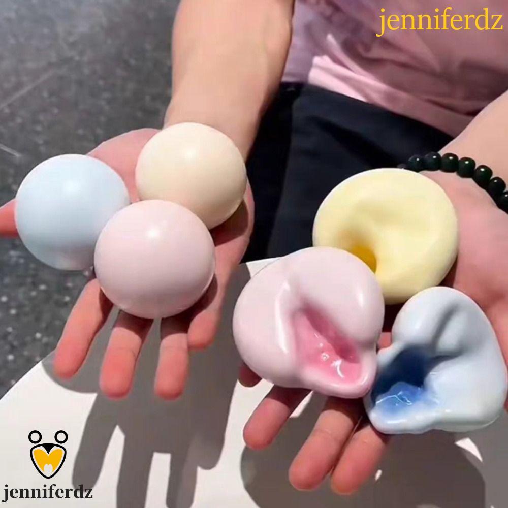 JENNIFERDZ ของเล่นบีบมือ Hand Made Ball Shapeable Pinch Fidget Ice Skin Sticky Rice Sensory สําหรับเด็ก