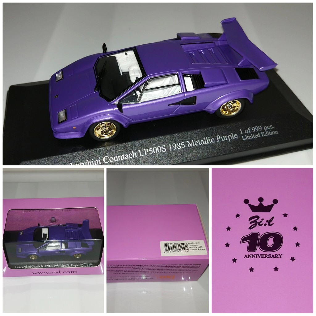 1/43 IXO Lamborghini Contash LP500S Supercar Zi-l 10th Anniversary Limited 999 ไต้หวัน สีสีม่วงล้อทอ
