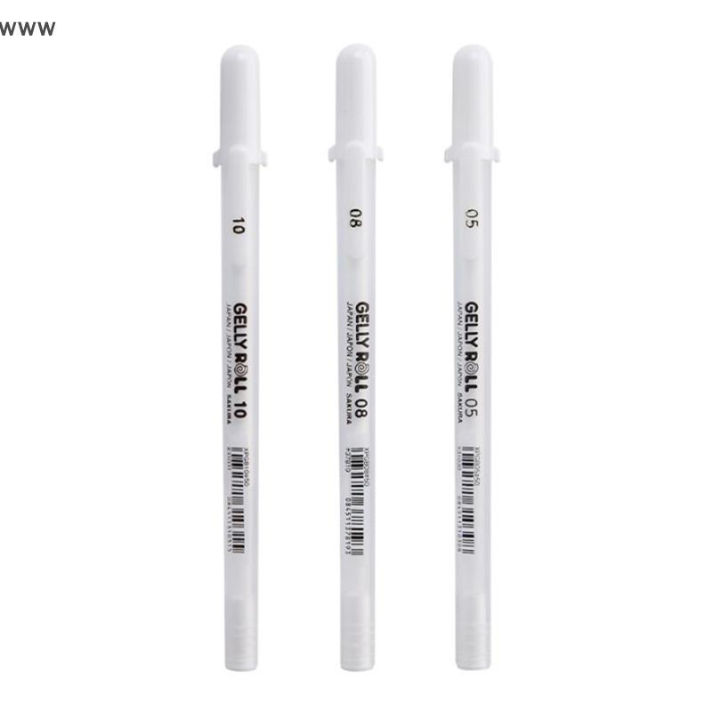 OOO SAKURA gelly ปากกาเจลสีขาว0.5มม. 0.8มม. 1.0มม. ปากกามาร์เก้แสงสูงปากกากระดาษแข็งสีดำศิลปะภาพวาดป