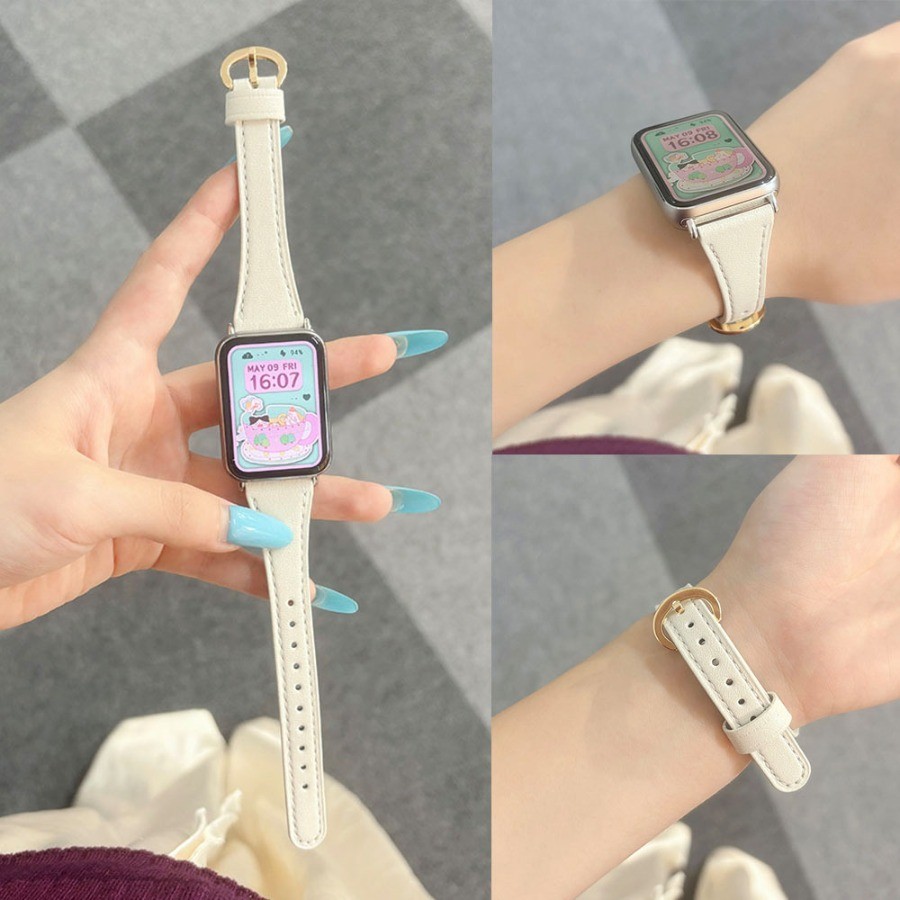 หนังบางสําหรับ Xiaomi Band 10 9 8 Pro สําหรับ Mi Band 8Pro สร้อยข้อมือสําหรับ Redmi Watch 6 5 4 สายรัดข้อมืออุปกรณ์เสริม