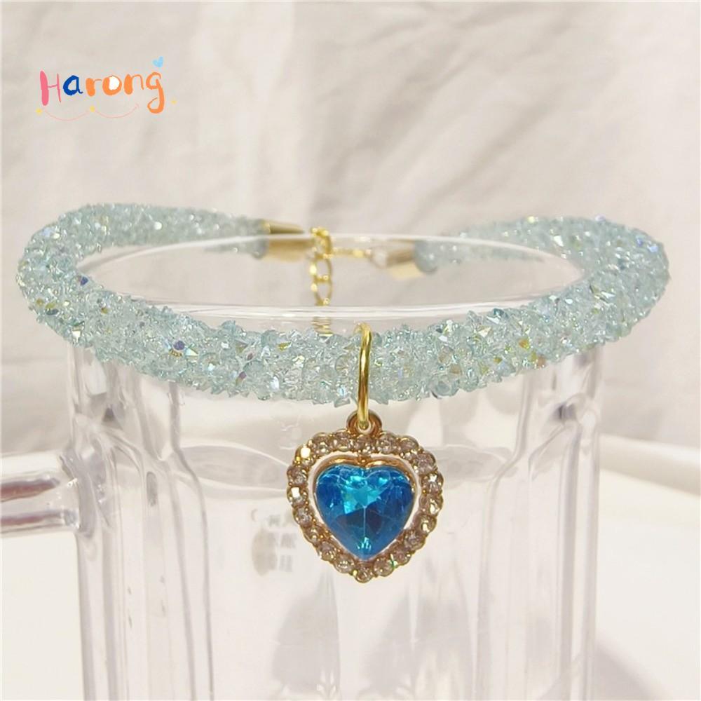 HARONG Love Pendant Necklace, Rhinestone Collar Crystal Dogs Collar, DIY Pet Accessories Pet Collar
