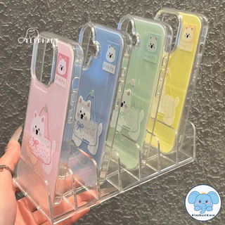 เคสไอโฟน 17 16 13 สำหรับ IPhone 17 13 15 16 11 14 12 Pro Max 15 16 14 Plus เคสIMD ลายสุนัขจุดโบว์สีพาสเทลน่ารักฮิต