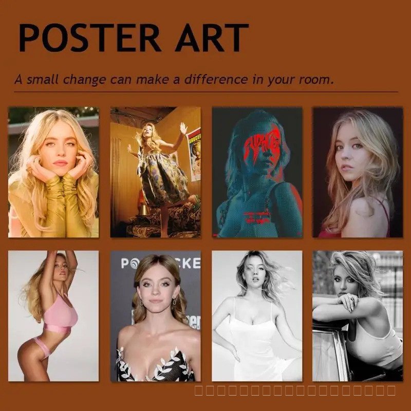Sydney Sweeney โปสเตอร์ HD พิมพ์ Wall Art ภาพวาดห้องนอนหอพักสติ๊กเกอร์ติดผนังตกแต่งบ้าน