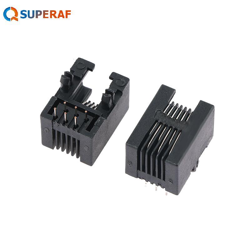 SUPERAF 10PCS RJ11 โทรศัพท์ Soet โค้ง Pin 95001 4P4C 6P6C 6P4C หญิง Ja Pcb Connector โทรศัพท์ Soet ร