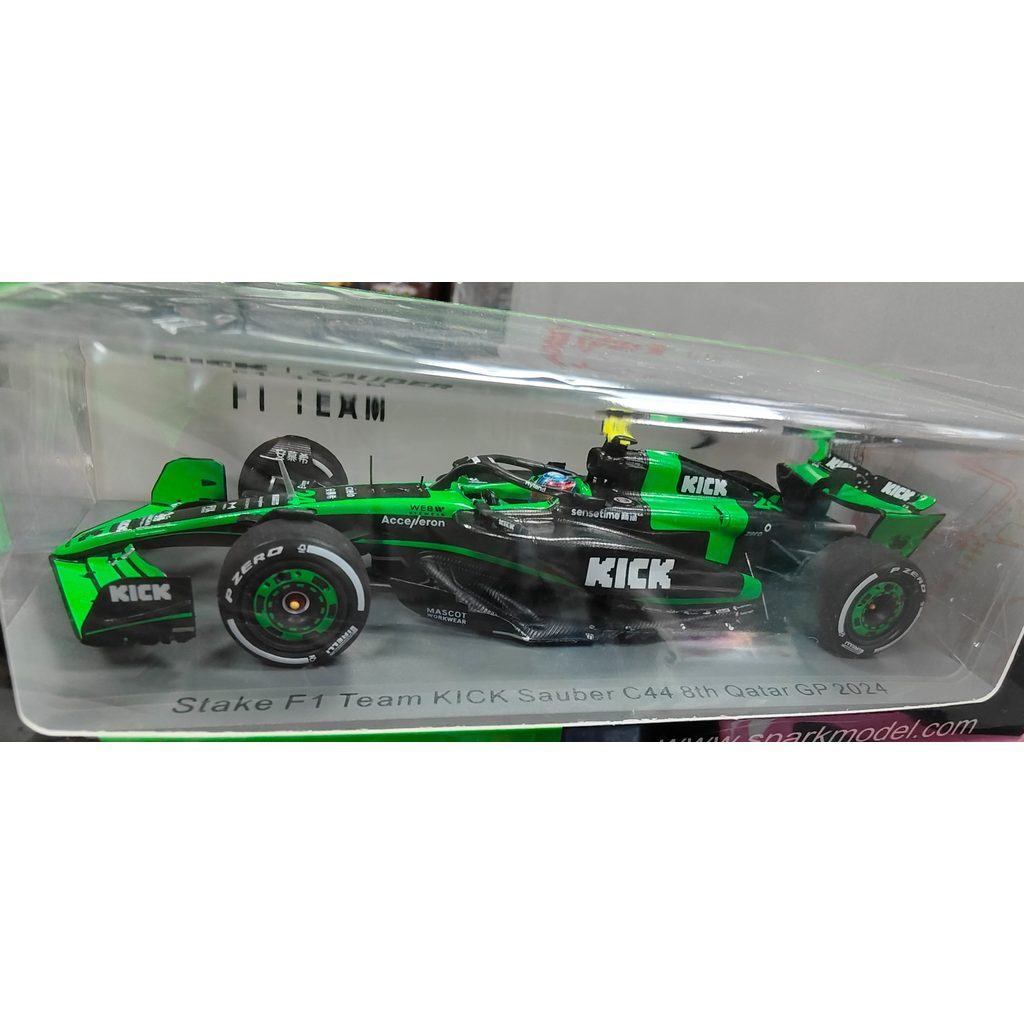 Spark 1 43 赛车模型 Stake F1 ทีม KICK Sauber C44 8th Qatar GP 2024 obi