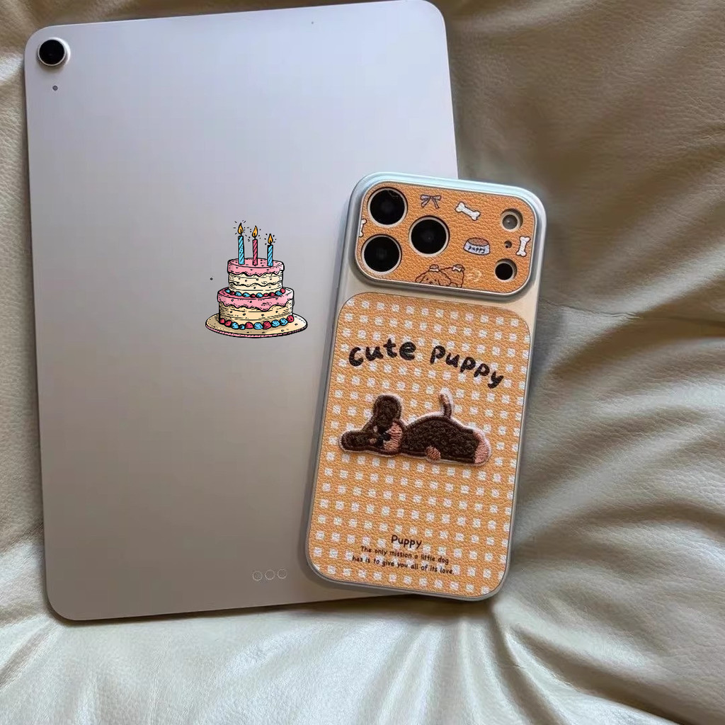 Huiwanju ลูกสุนัขลายสก๊อตสดเหมาะสําหรับ iPhone17promax เคสโทรศัพท์มือถือ Apple 16pro 15promax ป้องกันการตก 1413 รวมทุกอย่าง 16promax หญิง 17pro รูปแบบหนัง