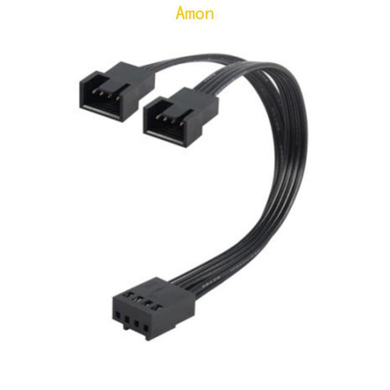 Amon 1 ถึง 2 วิธี 4Pin PWM พัดลมสาย PWM Extension Splitter สายสีดํา Sleeved 13 ซม.สายต่อตัวเชื่อมต่อ
