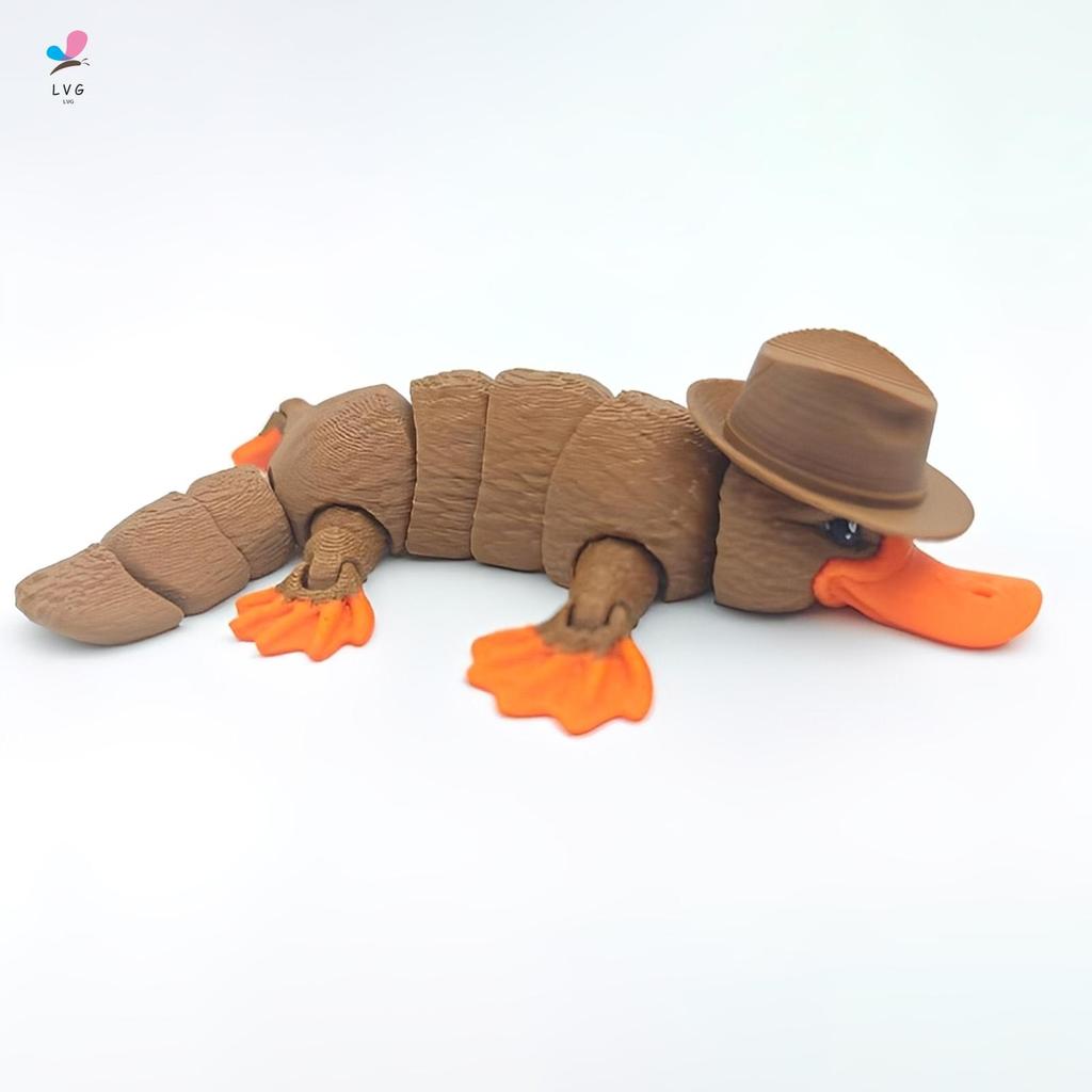 3D พิมพ์ Platypus ของเล่นสนุก Articulated ตุ๊กตาสัตว์ของเล่นสําหรับโต๊ะชั้นวางหนังสือหรือ PC Setup