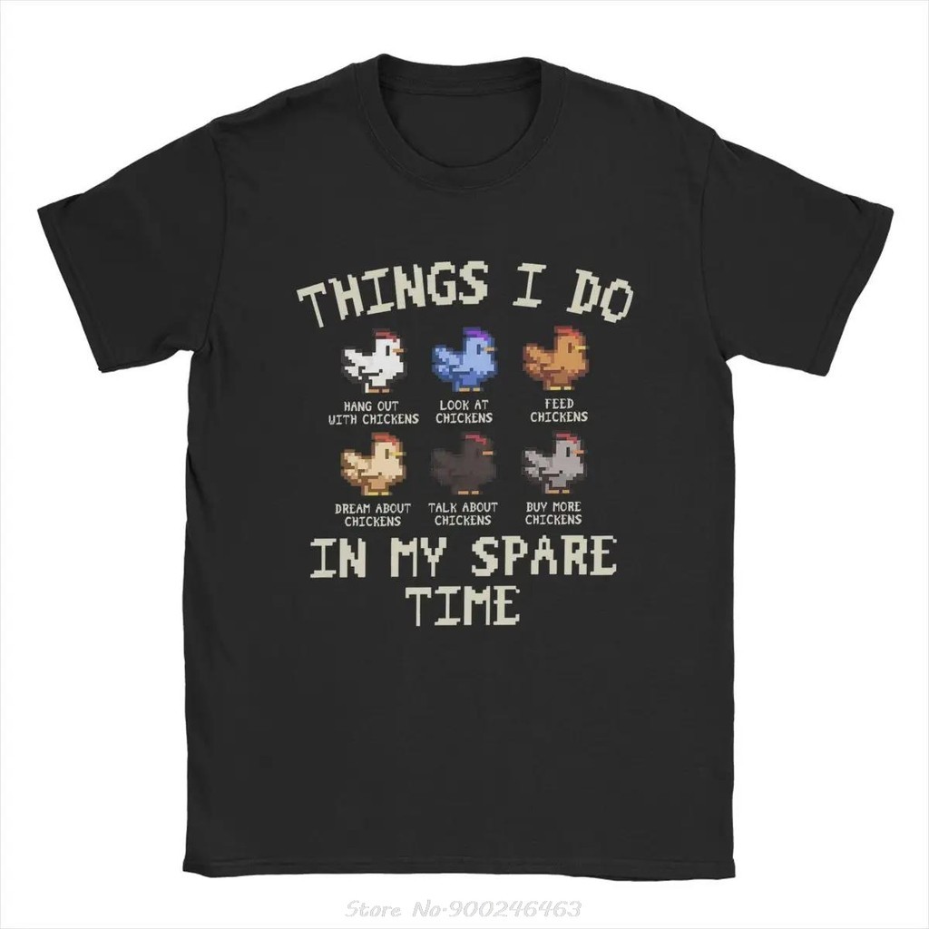 แฟชั่นMen's Chicken Stardew Valley T-shirts Unisex Cotton Clothing Casual Short Sleeve Tshirt O-neck