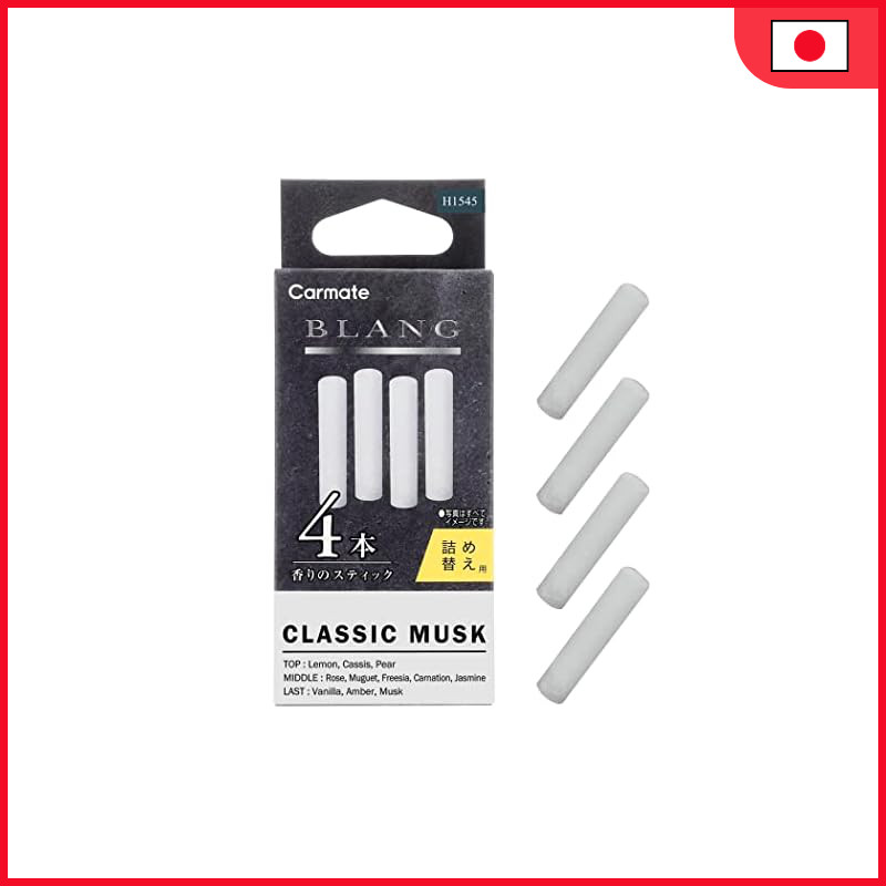 Carmate Car Deodorant Air Freshener Refill (2 uses) [Classic Musk] Blanc Air Stick Cartridge for Air