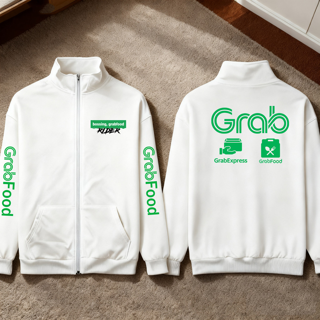 กันลม / กันแดดมีฮู้ด Grab Team 03|Grabfood Zip-Up Sweatshirt | เสื้อฮู้ดมีซิป Grab งานผ้านุ่ม ใส่ขับรถหรือเที่ยวก็เท่