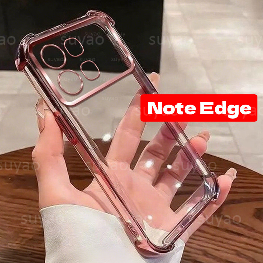 สําหรับ infinix Note Edge 5G 2026 สี่มุม Anti Drop เคสโทรศัพท์ TPU ปลอกใส NoteEdge infinixNoteEdge Electroplated โปร่งใสกันกระแทกป้องกันนุ่มปกหลัง