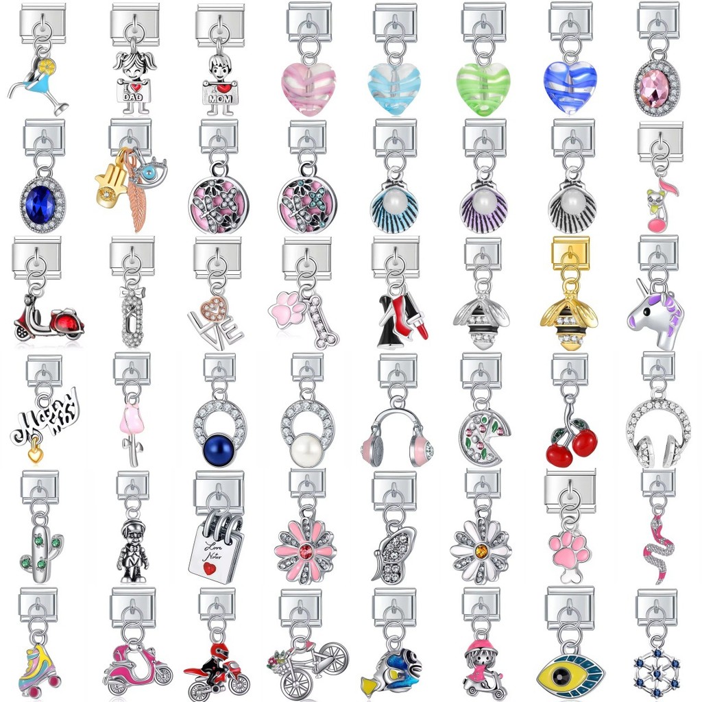 สร้อยข้อมือสไตล์อิตาลี สแตนเลสพร้อมเครื่องประดับโลหะผสม สำหรับการทำเอง