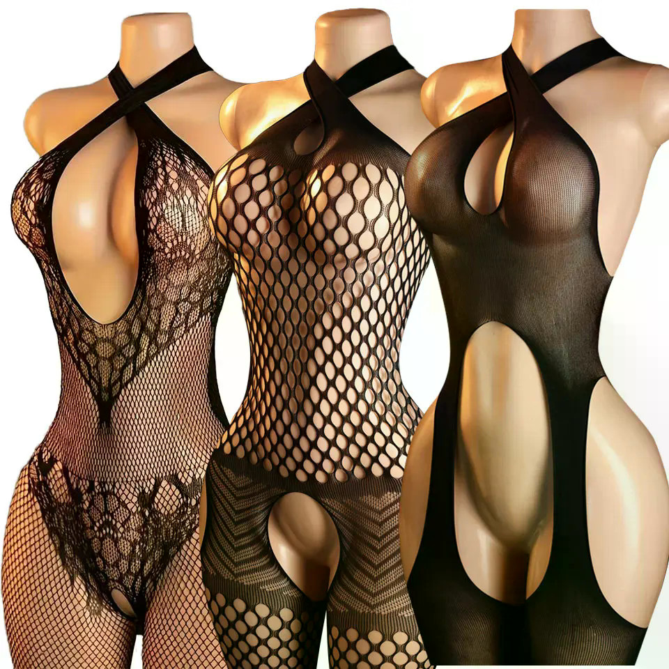Cross Straps Bodystocking แบบเซ็กซี่สำหรับผู้หญิง ทำจากผ้าฟิชเน็ต เปิดเผยและสวยงาม สำหรับสวมใส่ขณะนอนหรือใช้งานเฉพาะทาง