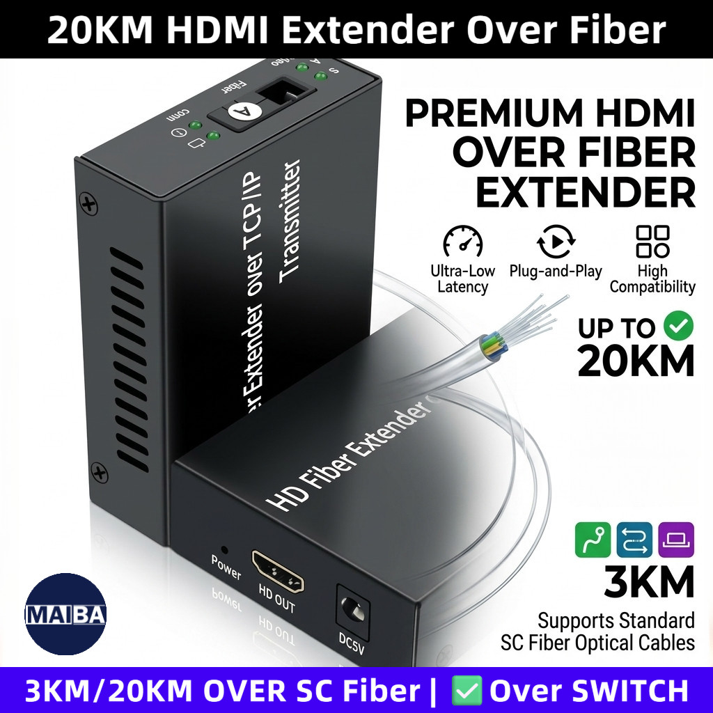 3KM 20KM HDMI Fiber Extender กว่า SC Fiber Optical Cable 1080P 20Km HDMI Extender กว่า IP Switch Transceiver Extension