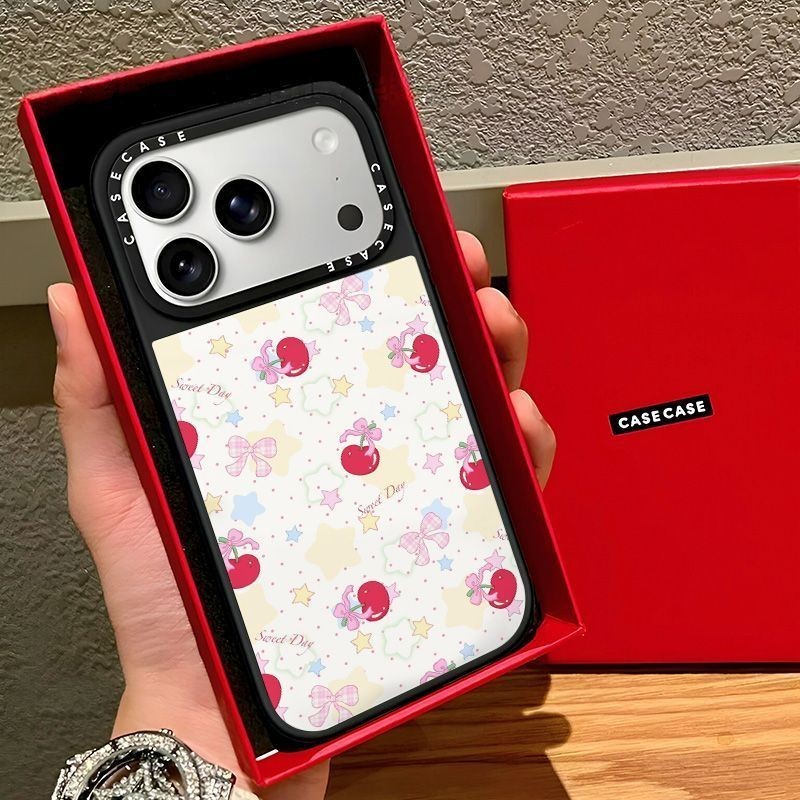 CASETIFY Co-Branded Pink Bow Cherry Apple iPhone17 เคสโทรศัพท์ Apple 16ProMax Magnetic 3C 03.14.02