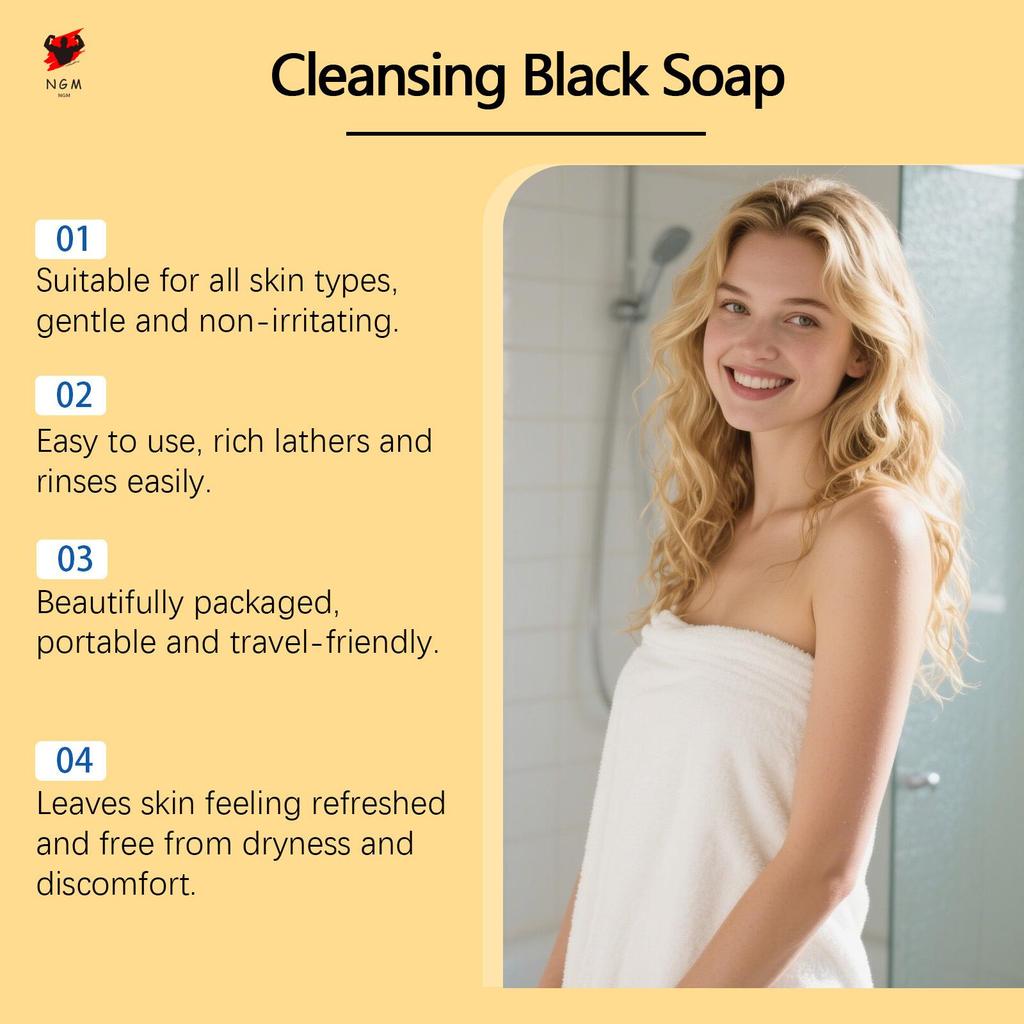 African Black Soap 100g Natural Moisturizing Cleanser สําหรับทุกสภาพผิวด้วย Shea-Butter
