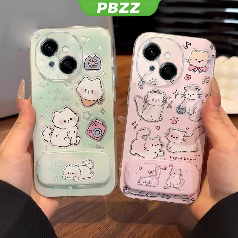 PBZZ FOR เคส เคสสําหรับ tecno spark go 1 spark go 2025 tecno pop 9 เคสโทรศัพท์ Softcase ซิลิโคนกันกระแทก Clear Cover ดีไซน์ใหม่ความงาม CARTOON CAT พร้อมที่วาง TKYYMZJ01