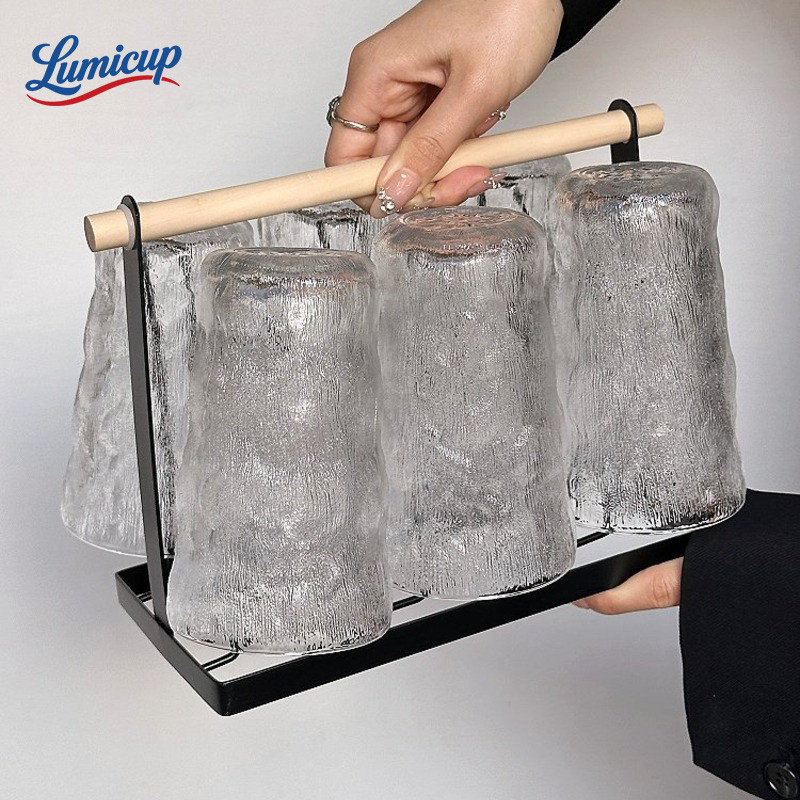 แก้วกระจก380ml/550ml ลายน้ำแข็งสไตล์อินสตา | แก้วดื่มชาเย็น ค็อกเทล ถ่ายรูปสวยงาม เหมาะงานปาร์ตี้