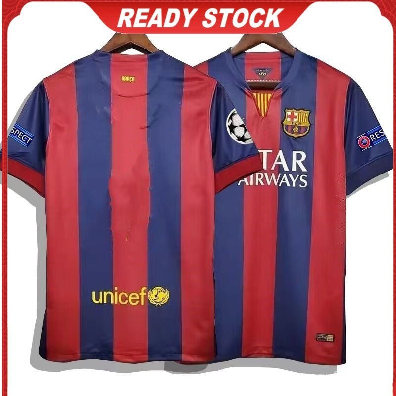 Retro Edition 2014/15 BAR Home Soccer Jersey เสื้อ NEYMAR JR เสื้อฟุตบอลชื่อที่กําหนดเอง