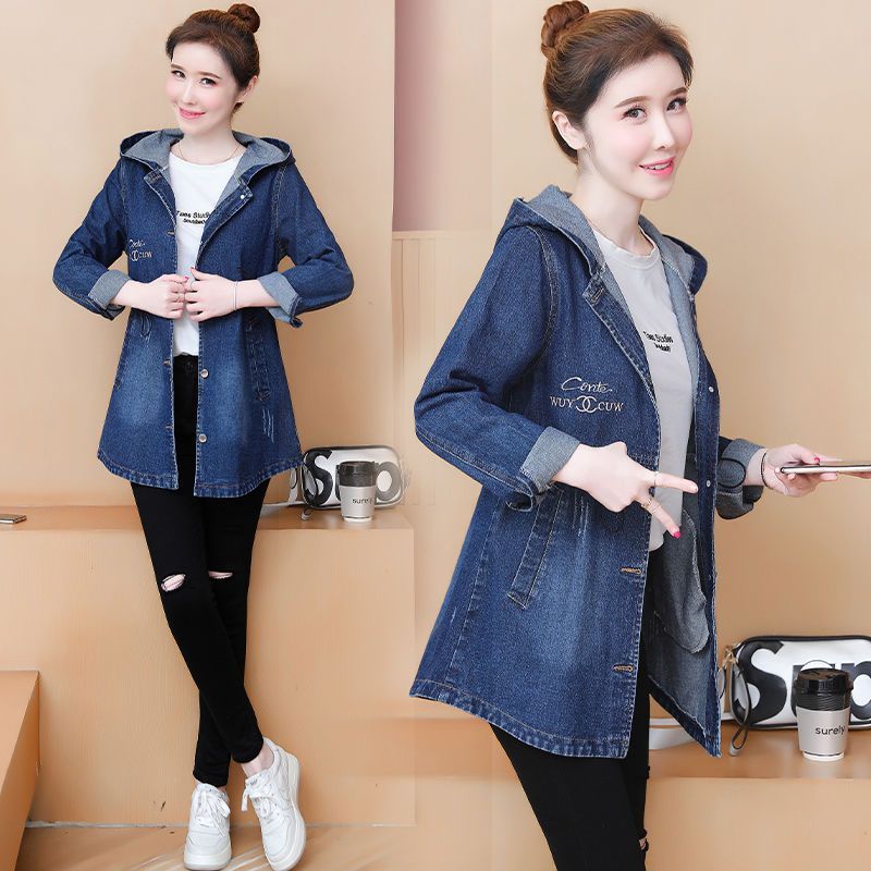 สไตล์ Cod 2024 รหัสผ้ายีนส์เชือกผู้หญิง Drawstring Windbreaker แฟชั่น DENIM Big Top สไตล์ใหม่เสื้อแจ