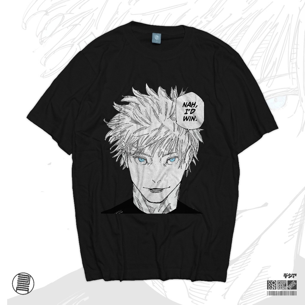 HOT Unisex เสื้อยืด พิมพ์ลายการ์ตูนอนิเมะ Gojo Satoru Nah Id Win Meme post สไตล์ญี่ปุ่น