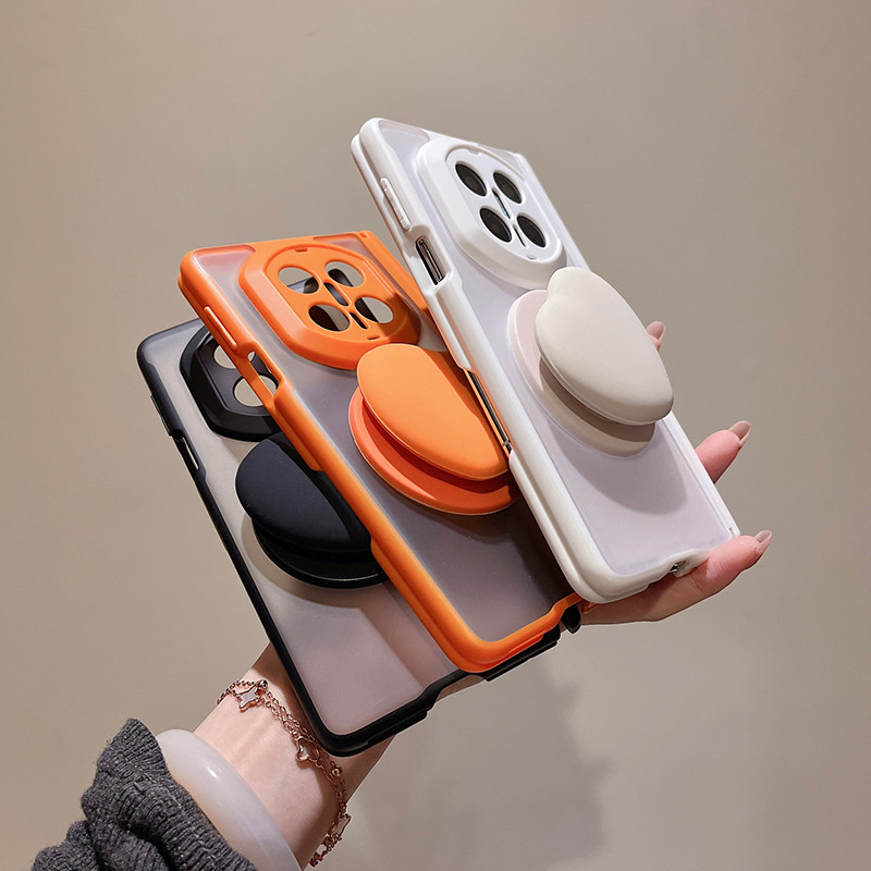 น่ารัก 3D Heart Grip สําหรับ Huawei Mate X7 Mate X6 Mate X5 Mate X3 Matte กันกระแทกขาตั้งเคสโทรศัพท์