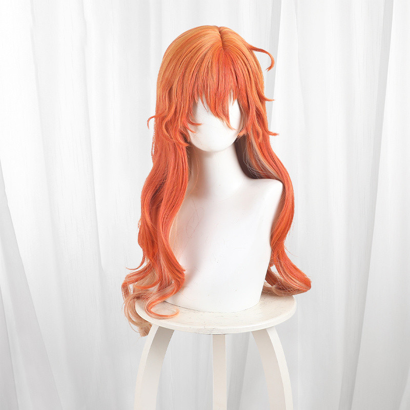 Wuthering Waves Augusta Cosplay Wig 4/6 Long Scalp Top Double Layer Orange Ombre Long Curly Hair