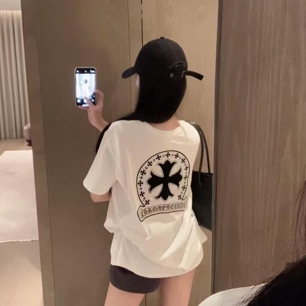 เสื้อยืดแขนสั้น สไตล์ย้อนยุค ลายเพชรประกาย สำหรับสุภาพสตรี ทรงหลวม พอดีตัว ปี 2026