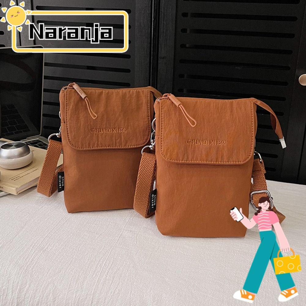 นาราจา กระเป๋าสะพายข้าง,กระเป๋าโทรศัพท์สีทึบน้ําหนักเบาพิเศษ,สายรัดปรับได้อินเทรนด์กระเป๋าสะพายไนลอนขนาดมินิ