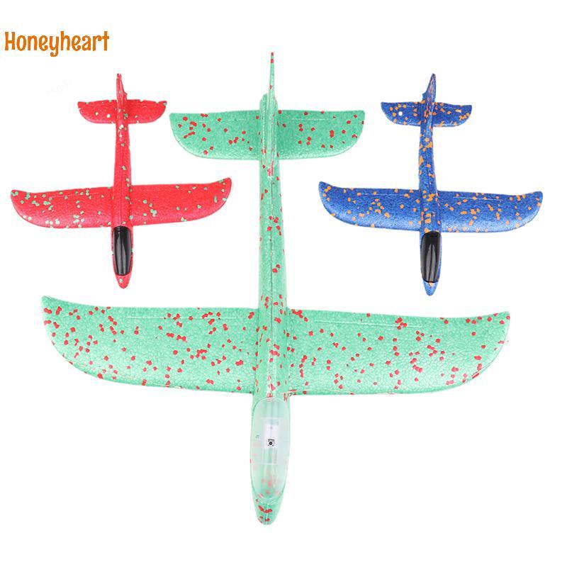 <Honeyheart> 1 ชุดกลางแจ้งเกมเครื่องบินรุ่น 24/48 ซม.โฟมเครื่องบินชุด Flying Glider ของเล่น LED Light Hand Throw เครื่องบินของเล่นเด็ก Nice