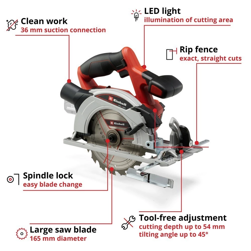 EINHELL เลื่อยวงเดือนไร้สาย 6.5 นิ้ว รุ่น TE-CS 18/165-1 Li thumbnail 4