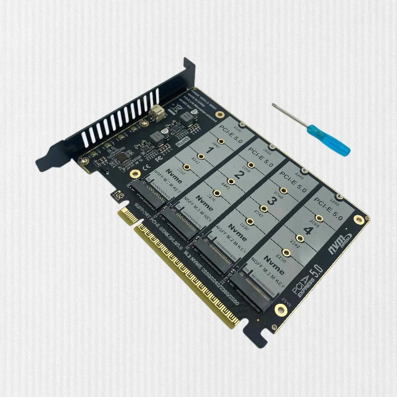M.2 NVME SSD เป็น PCIE 5.0 4.0 3.0 16X การ์ดขยาย M.2 SSD GEN5 GEN4 4 พอร์ต M2 M อะแดปเตอร์คีย์สําหรั