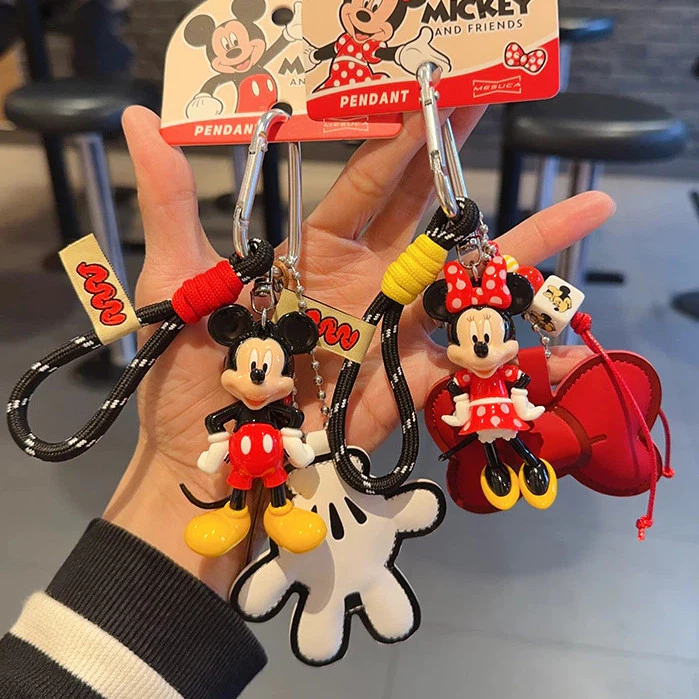 พวงกุญแจถุงมือหนัง Disney MIU ของแท้/การ์ตูน Minnie Mickey จี้ตุ๊กตาของขวัญเล็กๆ