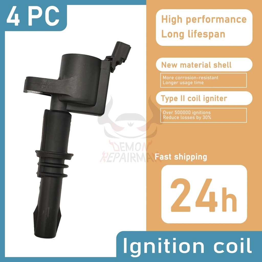 4PCS คอยล์จุดระเบิดสําหรับ Ford Expedition Explorer F150 F250 F350 F450 Mustang สําหรับ Lincoln Navi