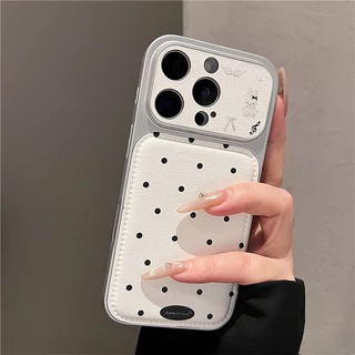 สําหรับ IPhone 17 16 15 14 Plus 13 12 11 Pro Max X XR XS Max Ins หนังน่ารัก Miffy กระต่ายสีขาวลายจุดทุกรอบกันกระแทกเคสโทรศัพท์ปกอ่อน
