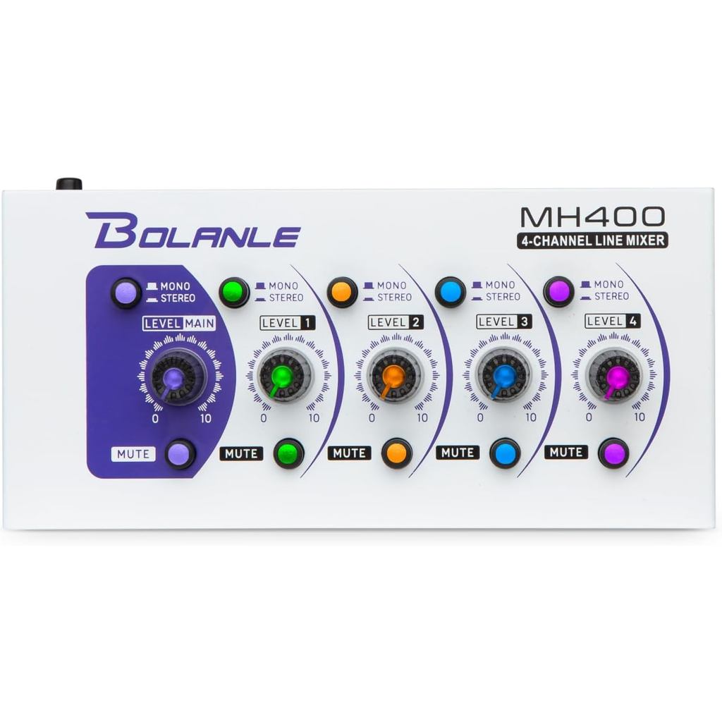 Mini Audio Mixer,Stereo Line Mixer สําหรับ Sub-Mixing,Ultra Low-Noise,4-Channel,ไมโครโฟนควบคุมอิสระ,