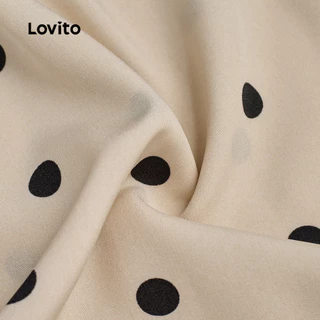 Lovito เดรสแคชชวลลายจุด ผูกด้านหน้า ชายกระโปรงระบาย สำหรับผู้หญิง เหมาะสำหรับฤดูใบไม้ผลิ/ฤดูร้อน L178ED398