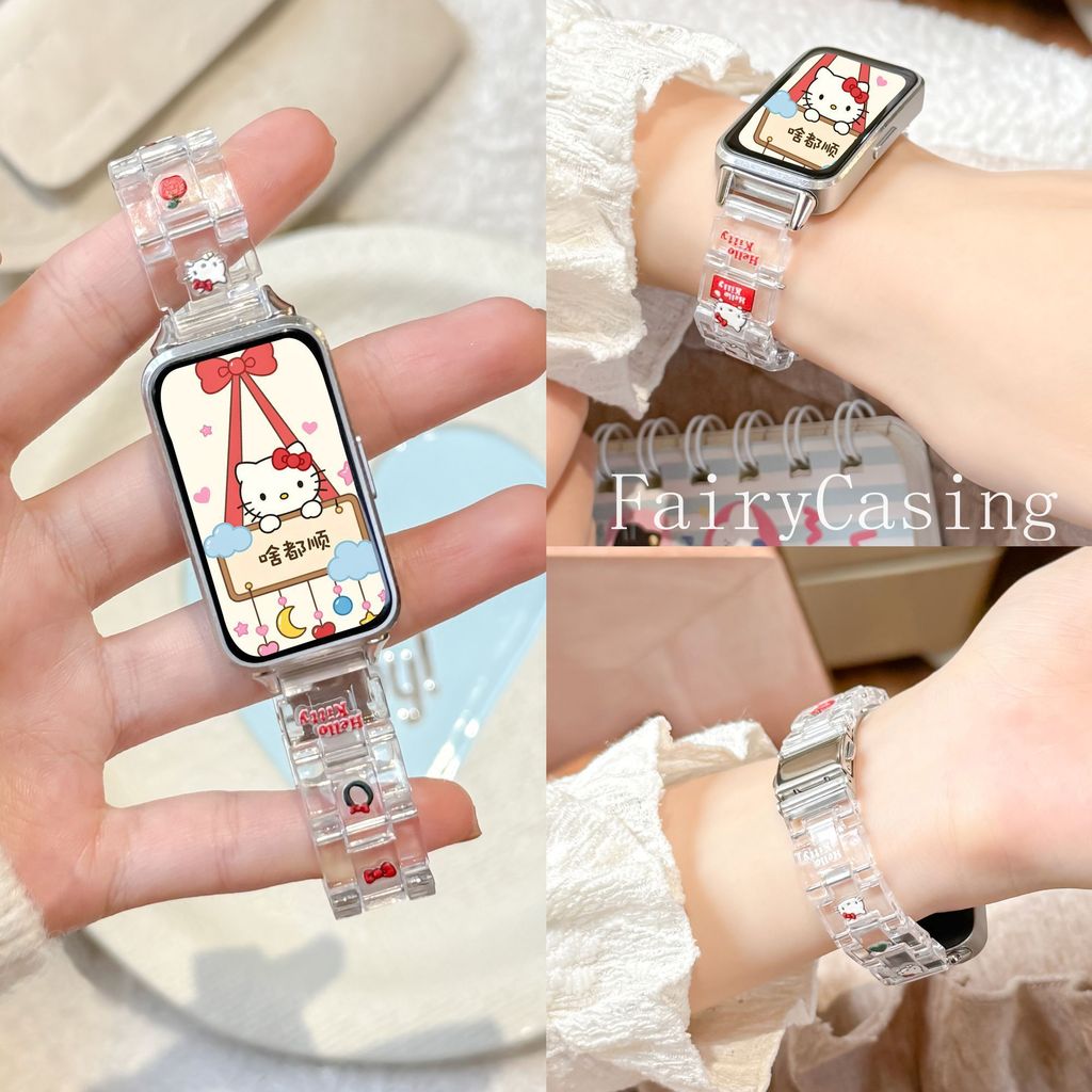 Ins เรซิ่นใสสําหรับ Huawei Band 11 Pro 10 9 8 6 7 สาย Huawei Watch Fit 3 4 สร้อยข้อมือน้ําหนักเบาสายรัดข้อมืออุปกรณ์เสริม