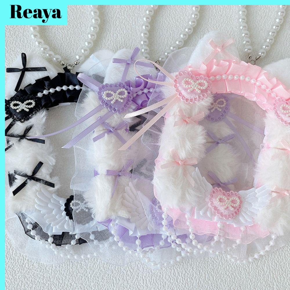 Reaya Kawaii Photo Card Badge Holder,กระเป๋าจี้ลูกไม้Bowknots Handmade Card Holder,แฟชั่นDIY Plush Idol Card Displayพวงกุญแจ