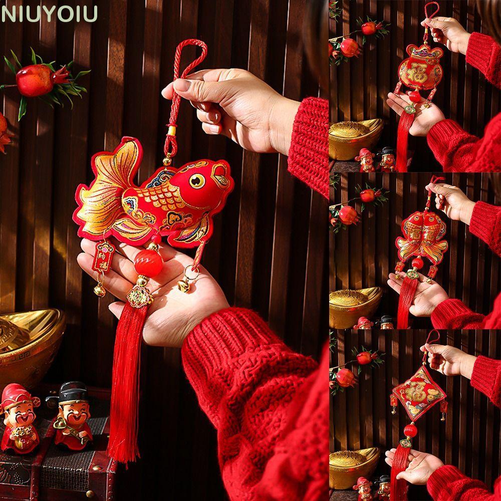 จี้ NIUYOIU Fu Zi, แขวนมังกรปีตกแต่งตรุษจีน, 2024 จันทรคติปีประตู Flocking เทศกาลฤดูใบไม้ผลิแบบดั้งเ