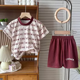Dolemi Baby ชุดเซตเด็กชาย เสื้อ+กางเกง คอกลม เสื้อกีฬา ผ้าแจ็คการ์ด ยืดหยุ่น ผ้าลื่น มัน เบาใส่สบาย