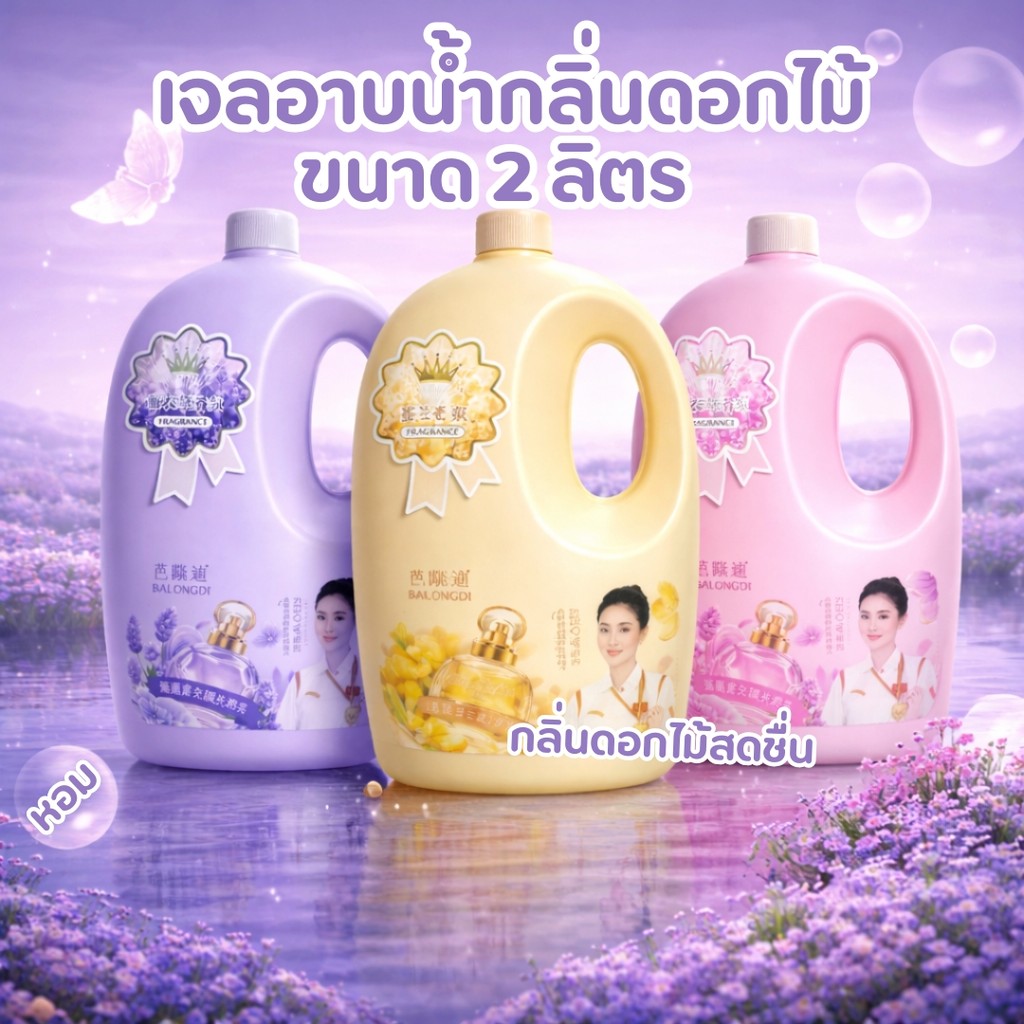 จุใจ ขวดใหญ่ เจลอาบน้ำ กลิ่นดอกไม้ ขวดใหญ่ 2.03 ลิตร เนื้อเจล ใช้กับฟองน้ำหรือใยขัดตัวจะเกิดฟอง