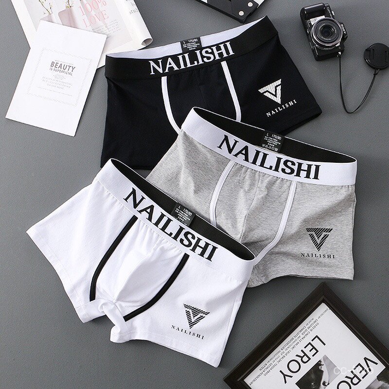 พร้องส่ง กางเกงในชายแบบขาสั้น Underwear เนื้อผ้าcotton ผ้านุ่มใส่สบาย ระบายอากาศ ดูดซับเหงื่อได้อย่างดี