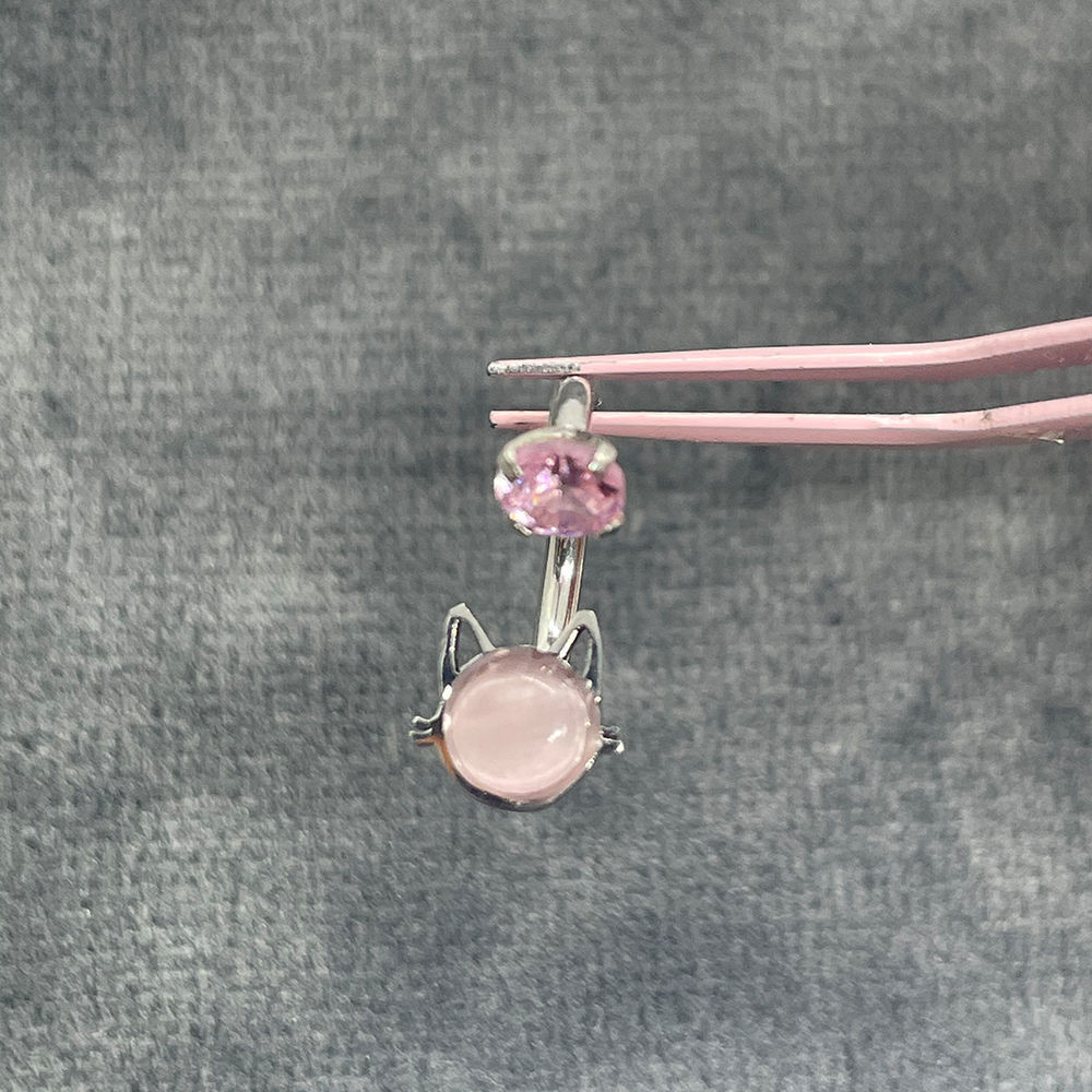 猫咪猫眼石唇钉唇环内牙钛钢小众甜酷辣妹欧美风穿刺饰品Cat eye stone lip nail, lip ring, inner teeth, titanium steel oyrEPw7k5X03