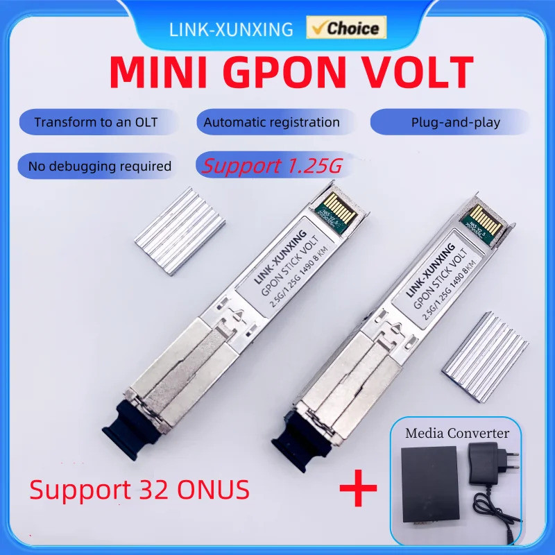 MINI GPON OLT Stick VOLT Modular SFP + OLT 1.25G โมดูลออปติคัลรองรับ 32onus plug-and-play One โมดูล 