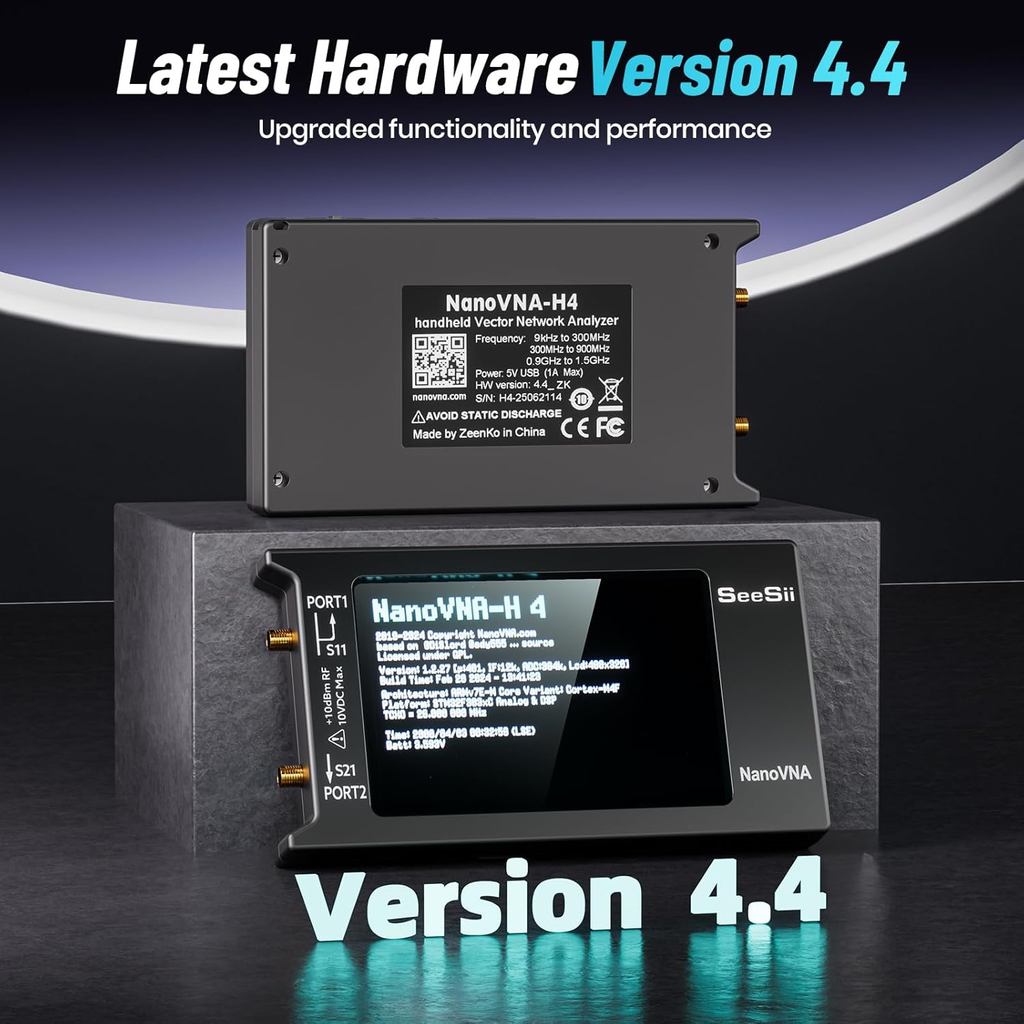 SEESII อัพเกรด NanoVNA-H4 Vector Network Analyzer, ล่าสุด V4.4 9KHz-1.5GHz HF VHF UHF 4" หน้าจอสัมผั