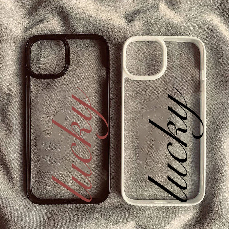 ปลอกสําหรับiPhone 16 15 17 Pro Max 11 13 14 12 ProสําหรับiPhone 16e 7 8 Plus XS Max X XR SE2022 Lucky Script Clear Softกันกระแทก